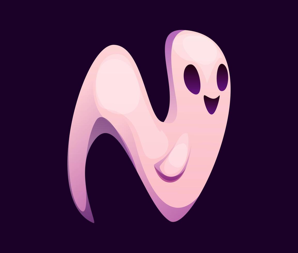 Letter N Halloween font as a cute, smiling ghost vector