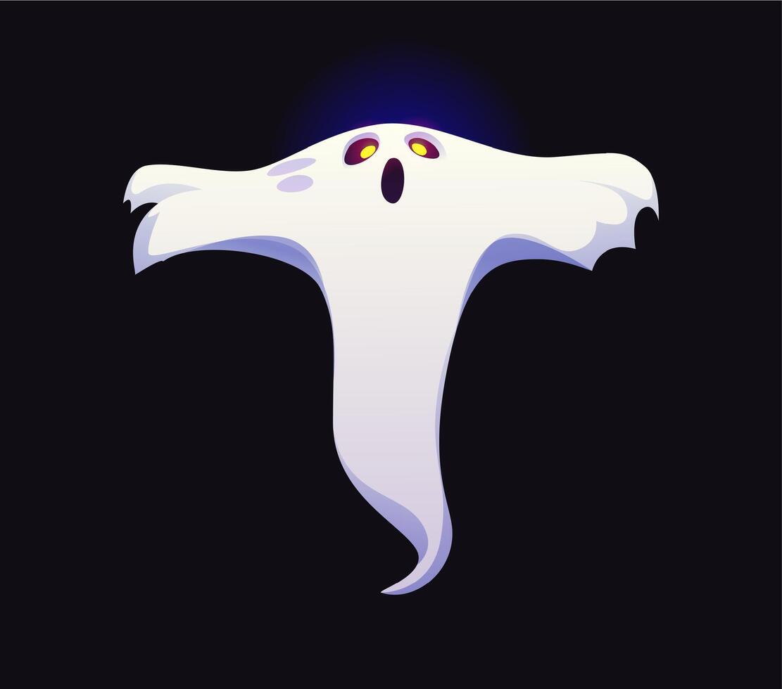Halloween ghost font, letter T scary boo character vector
