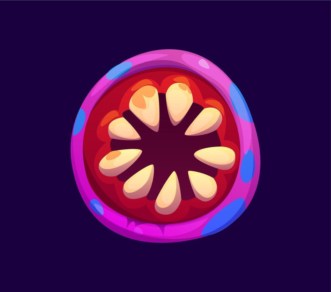 Halloween monster mouth, circular toothy jaws vector
