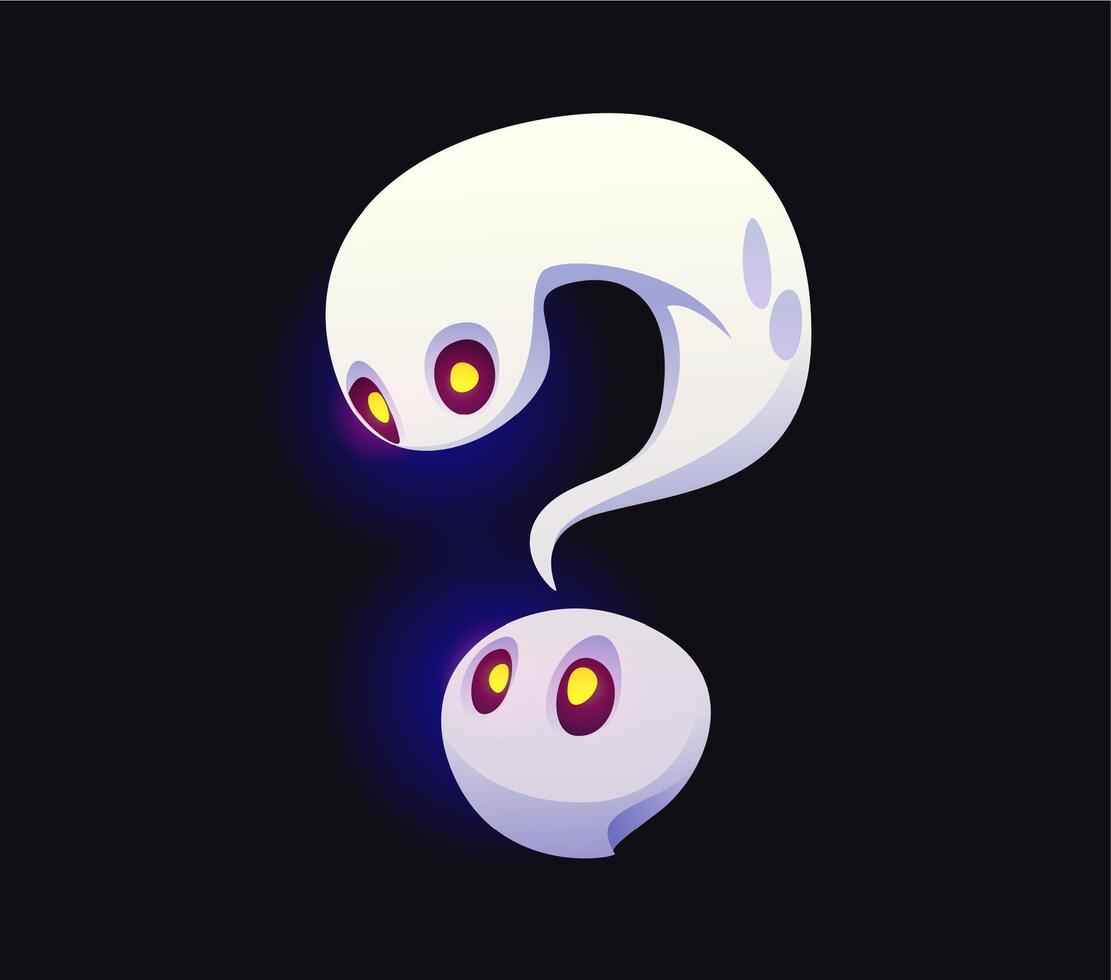 Halloween font, question sign, cartoon evil type vector