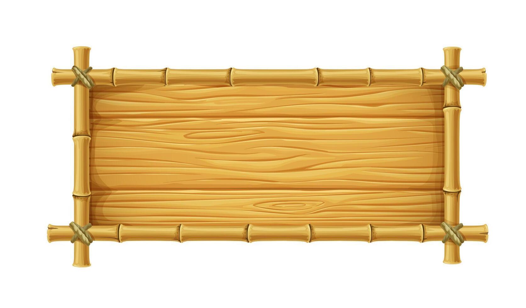 Bamboo frame with wooden stick borders, sign board vector