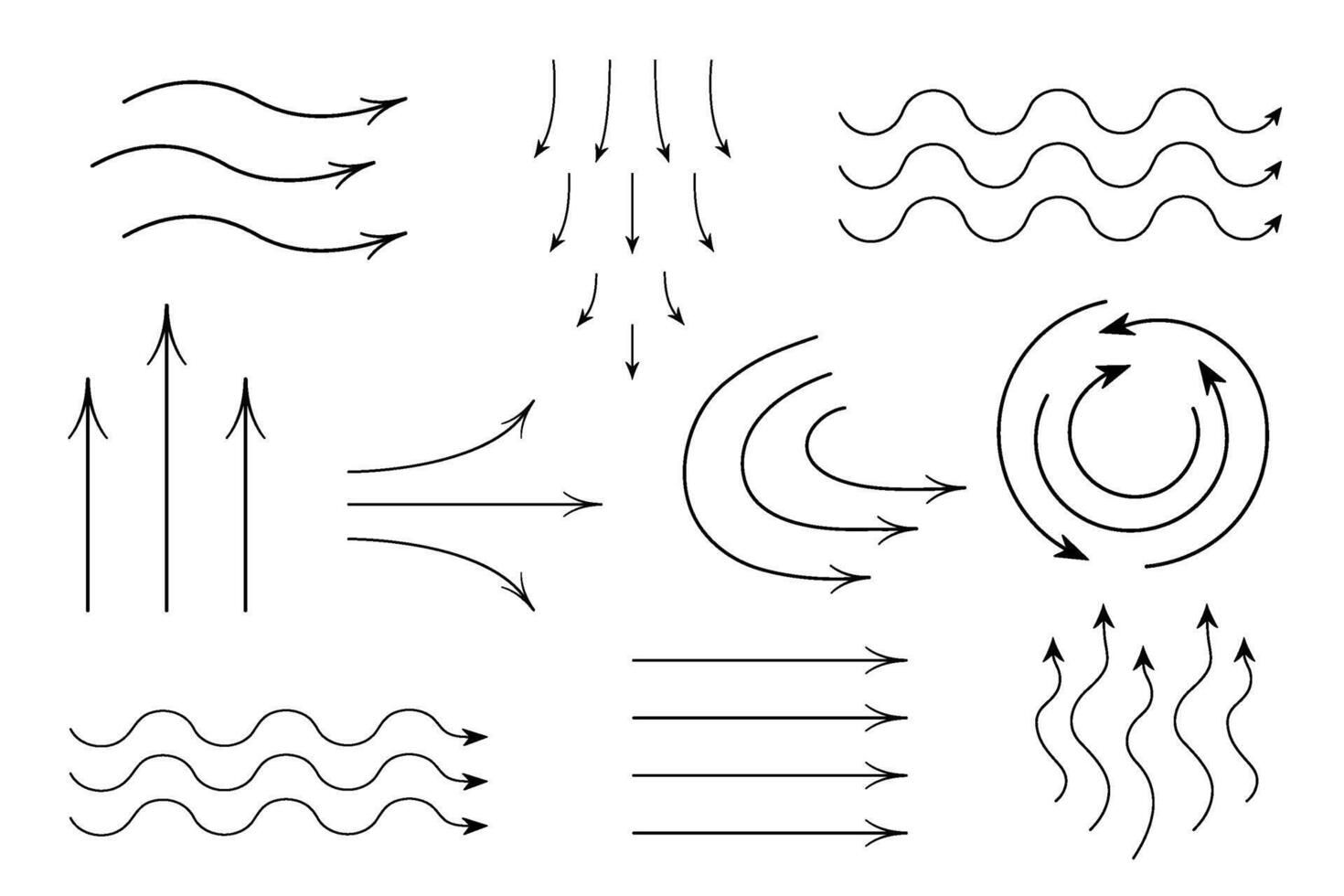 Arrow line icons spread up. conditioner sign isolated. Air flow wave symbol for infographic and website. vector