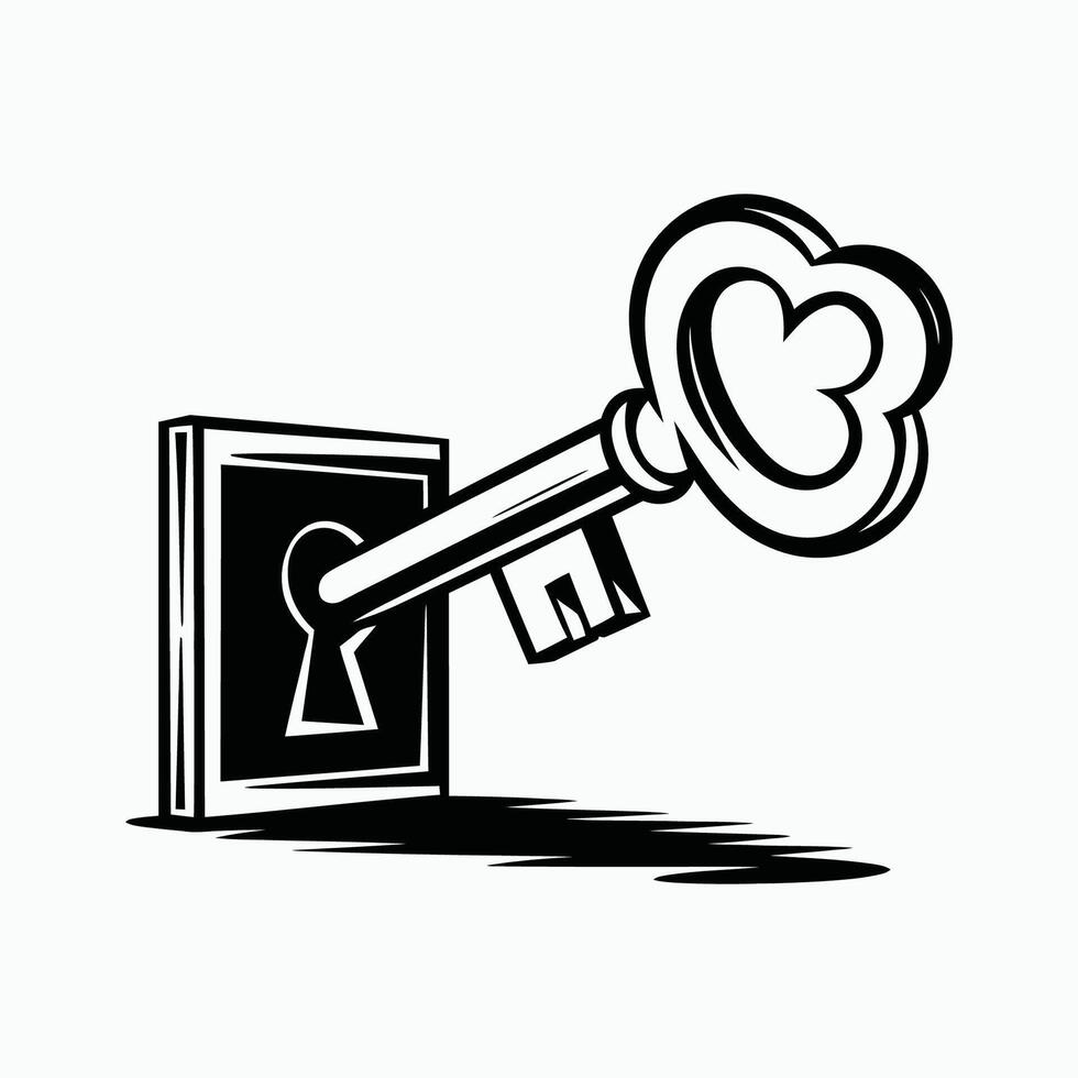Key and keyhole sketch illustration vector