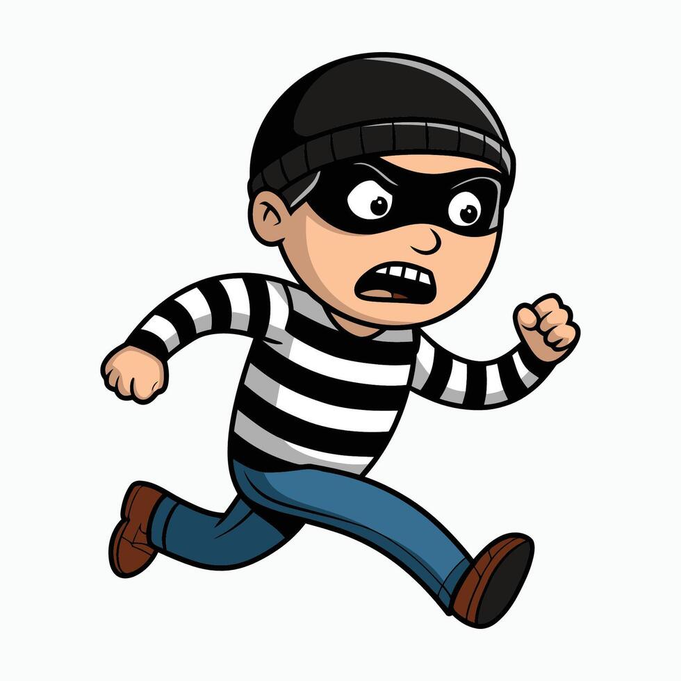 Cartoon thief running illustration vector