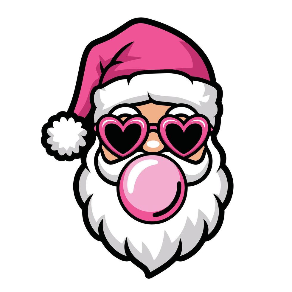 Cool Santa with Sunglasses and Bubblegum Illustration vector