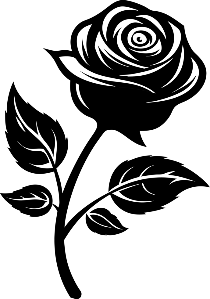 rose silhouette tattoo style symbol png