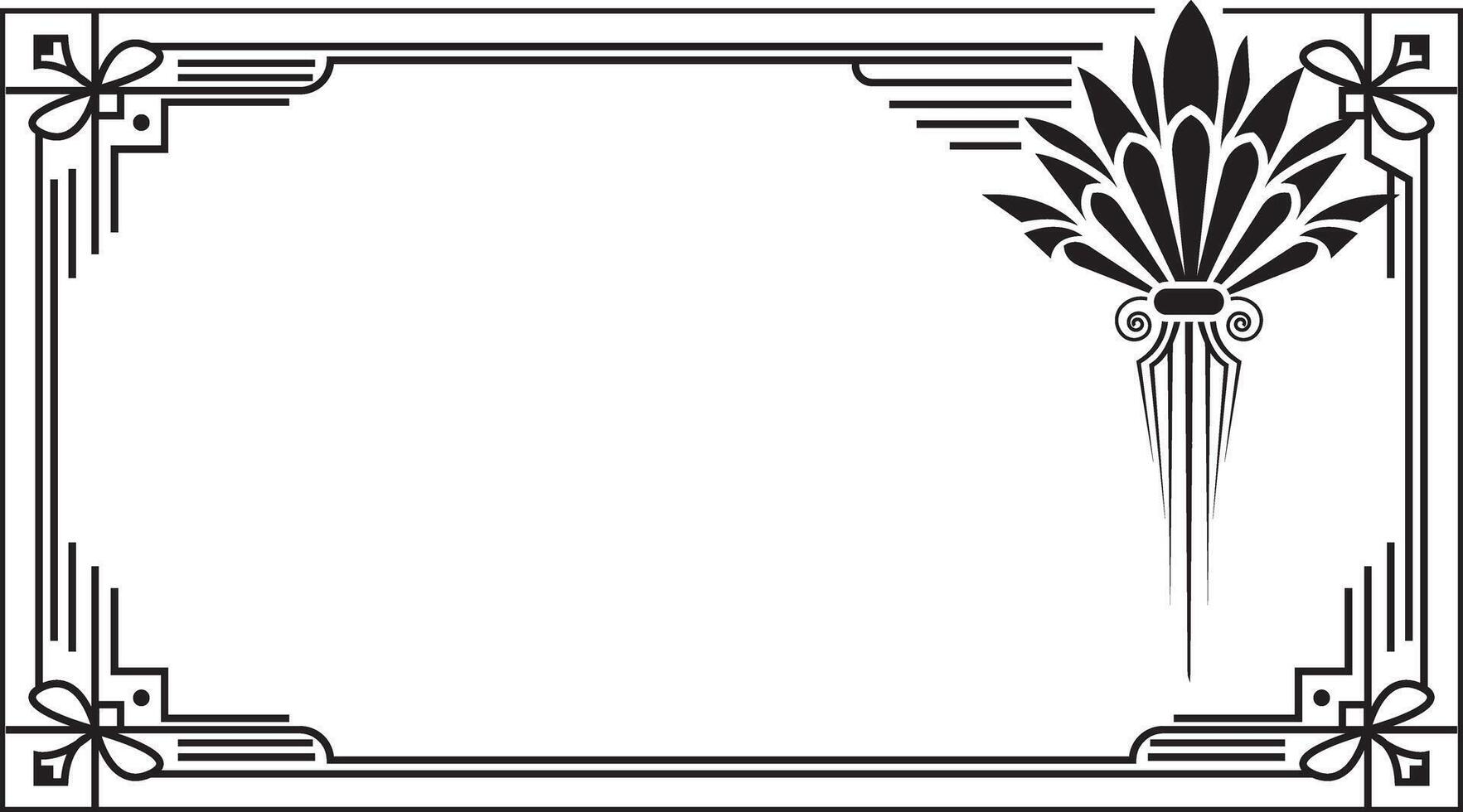 art deco frame with a flower and a border vector