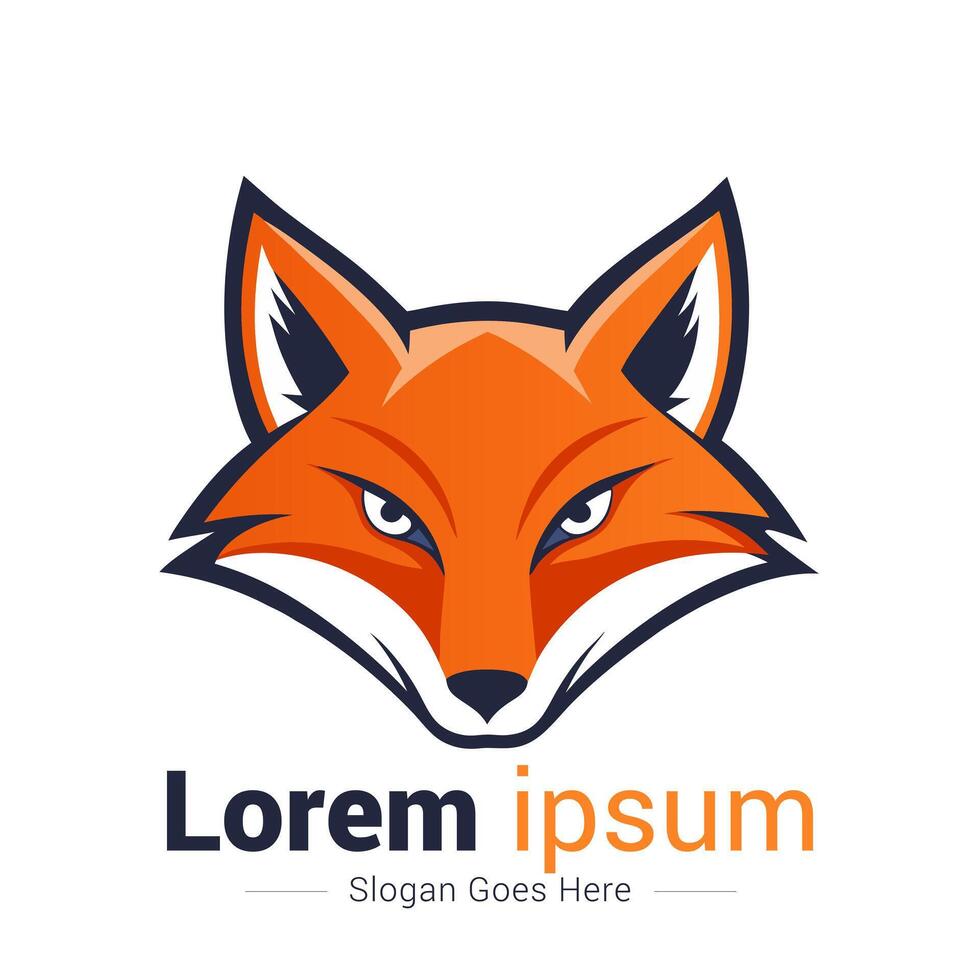 a fox head logo design vector
