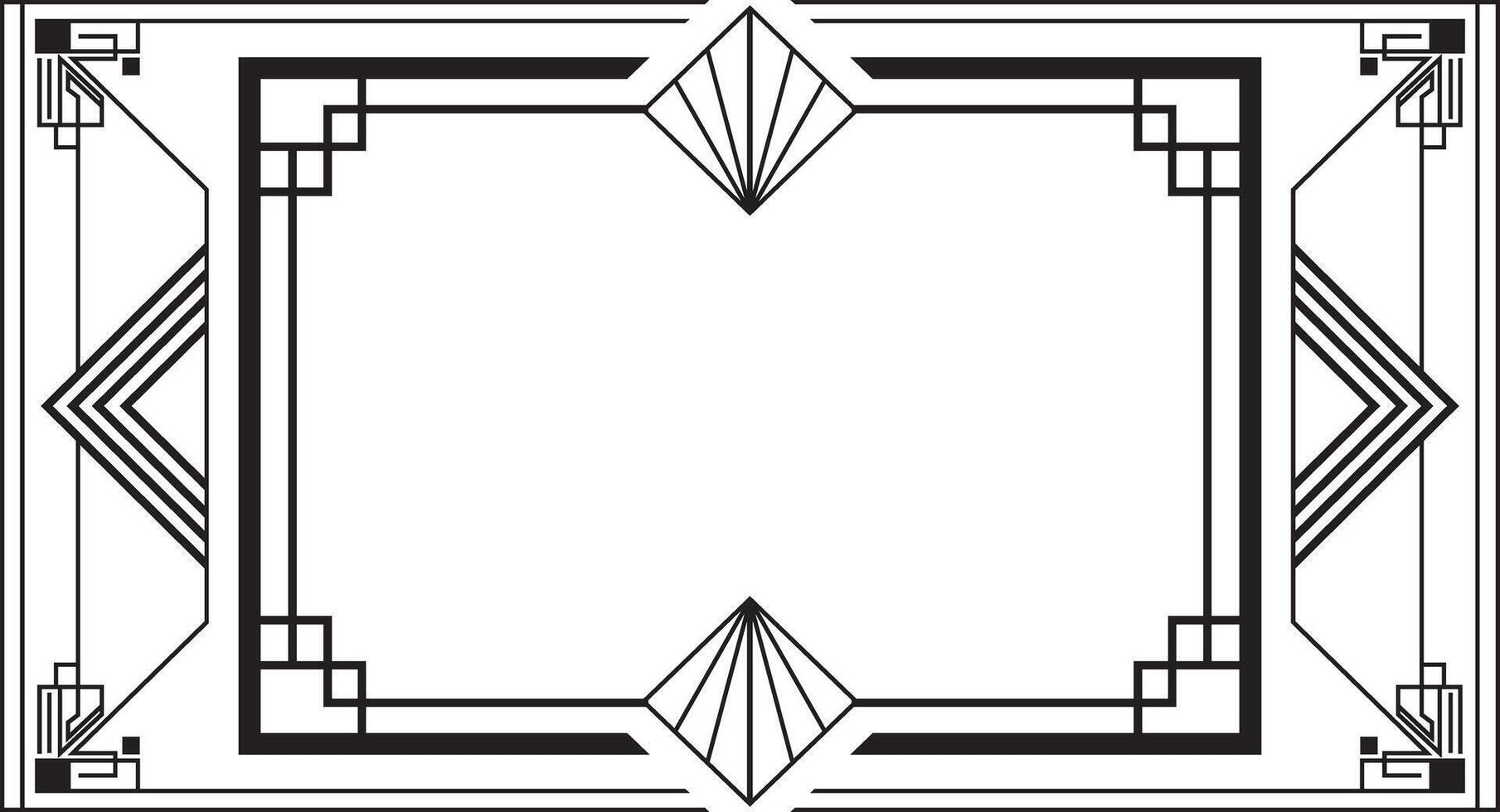 art deco frame with black and white lines vector