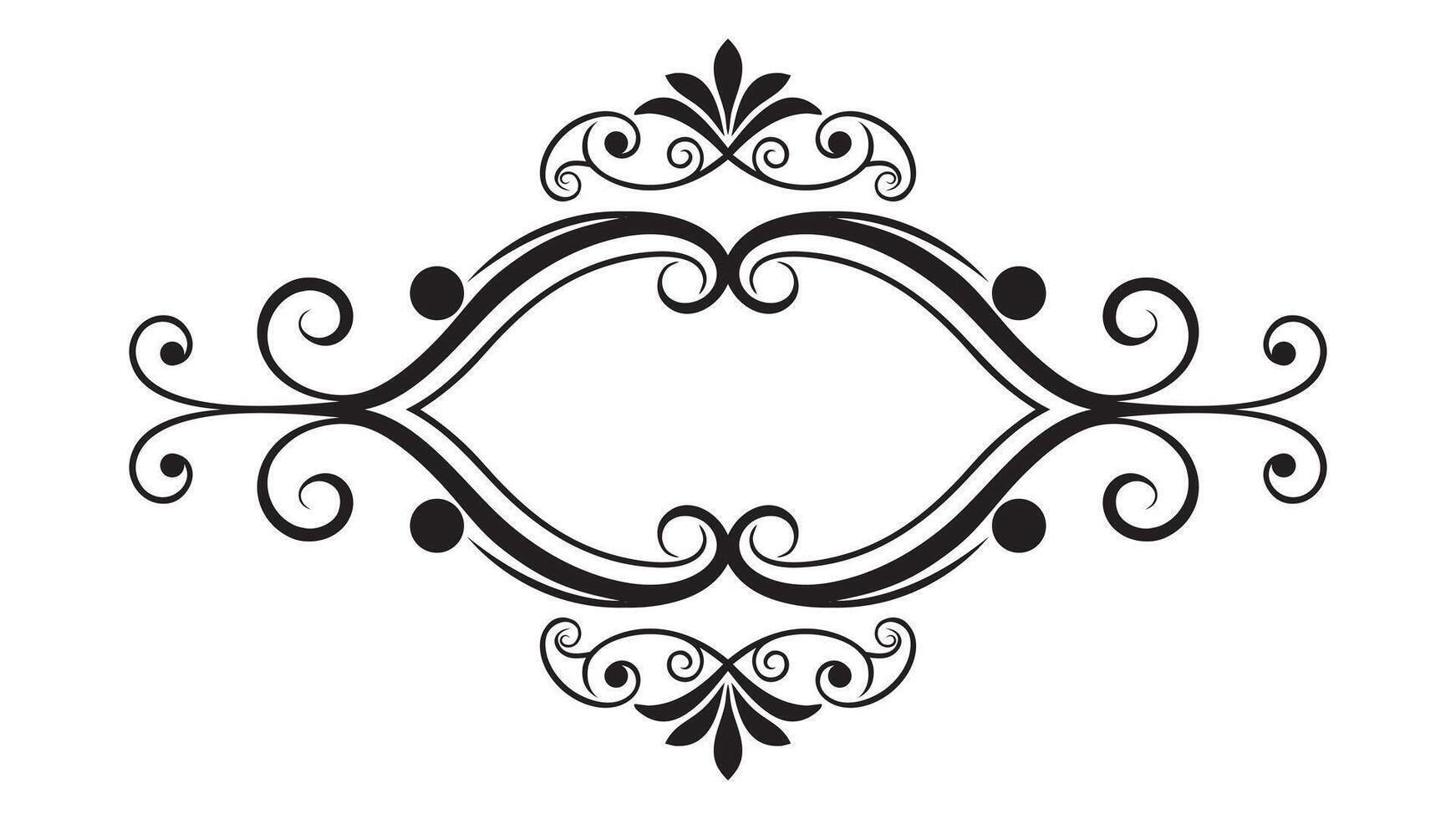 a black and white design with a scroll and swirl vector