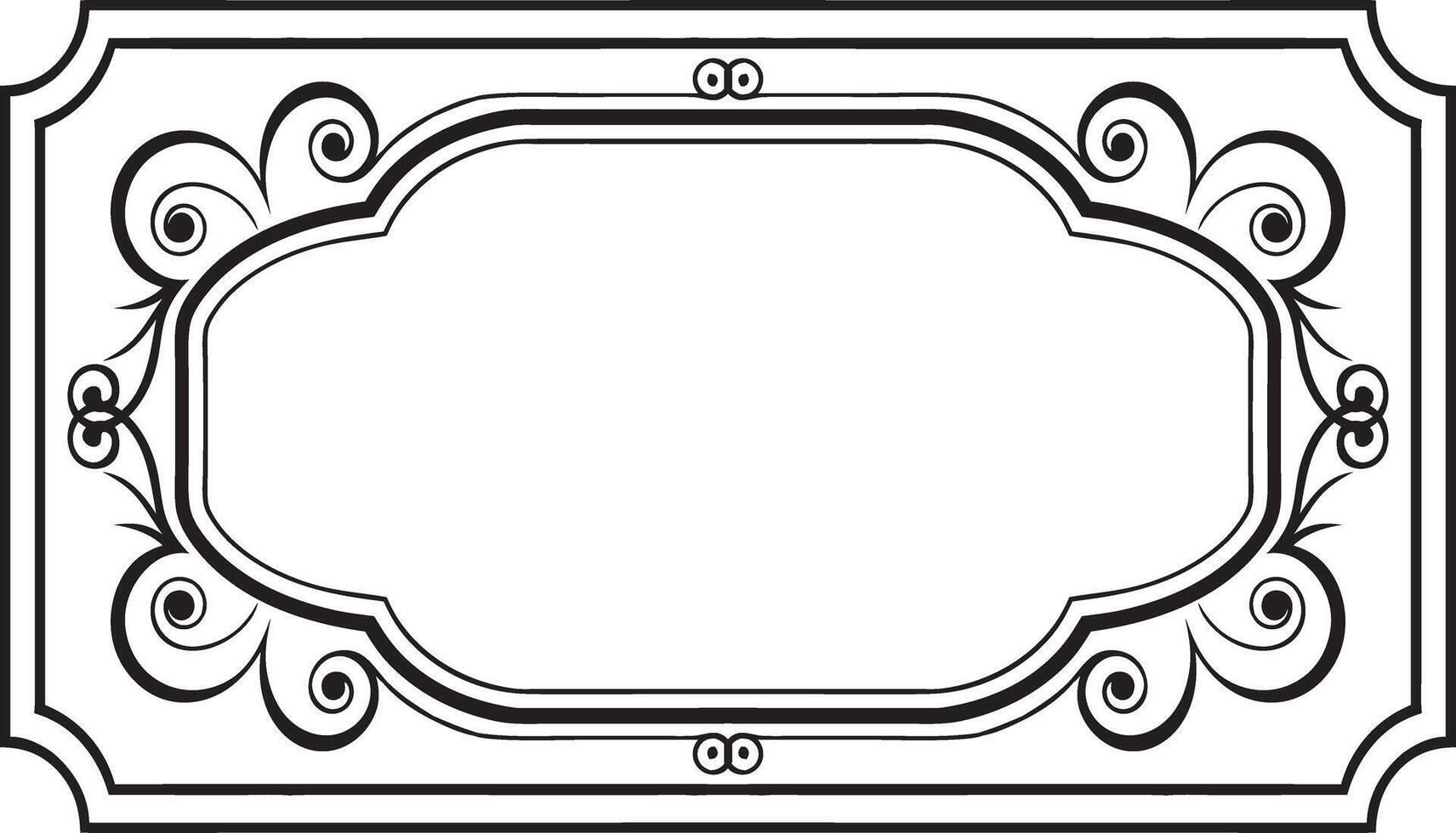 a black and white frame with a scroll design vector