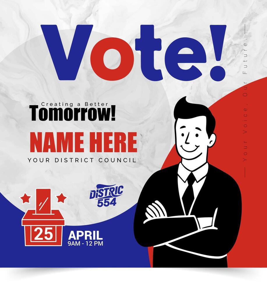 Political Election Social Media Post Square Design Template vector
