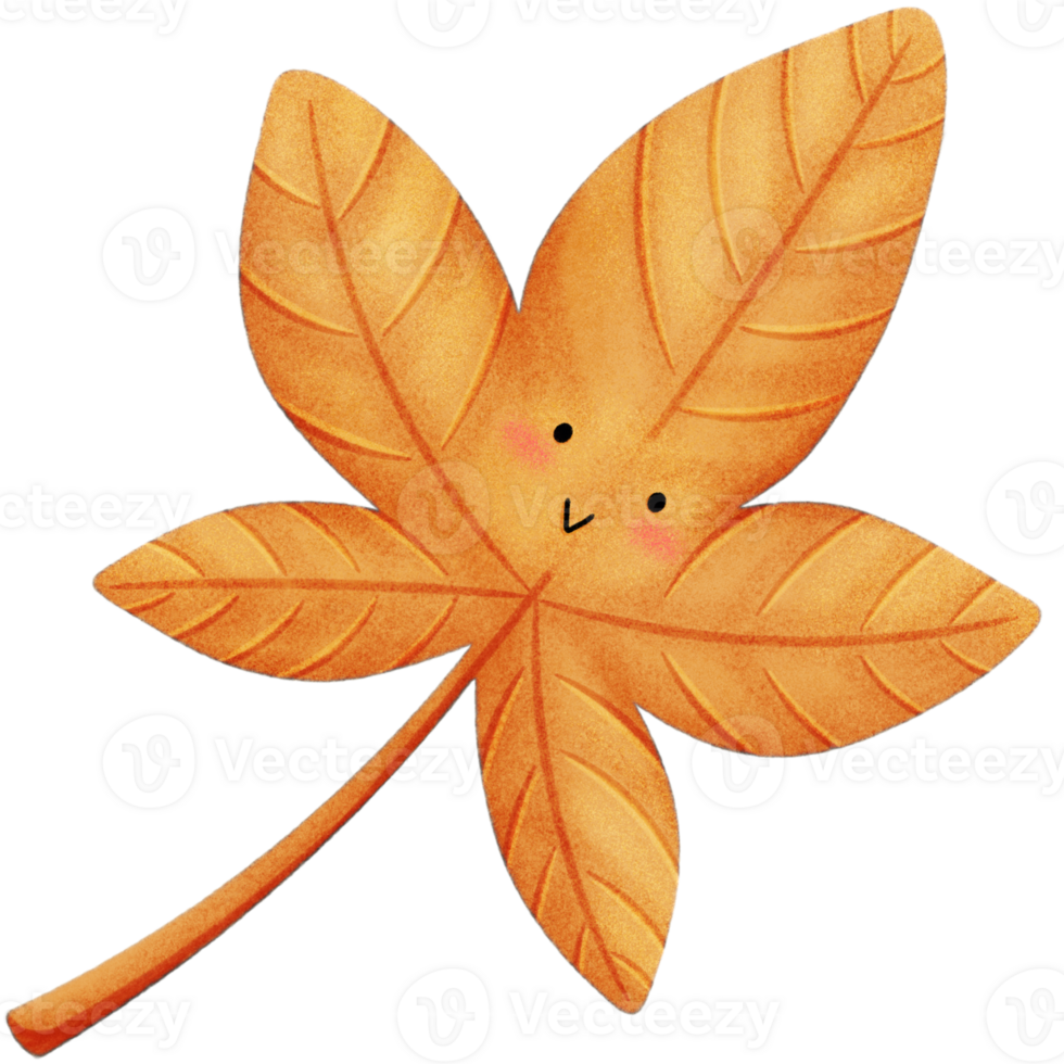 hand drawn autumn leaves element, hand drawn cartoon character style,hand drawn illustrations children's story books png