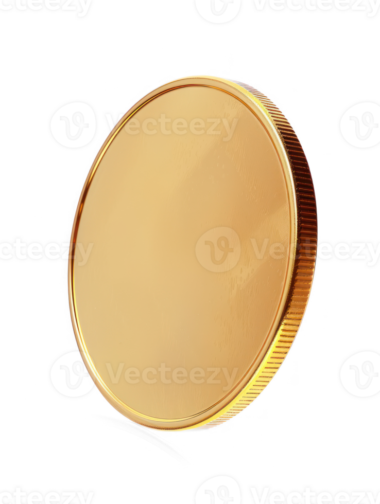 Plain gold coin rotating, isolated on transparency background png