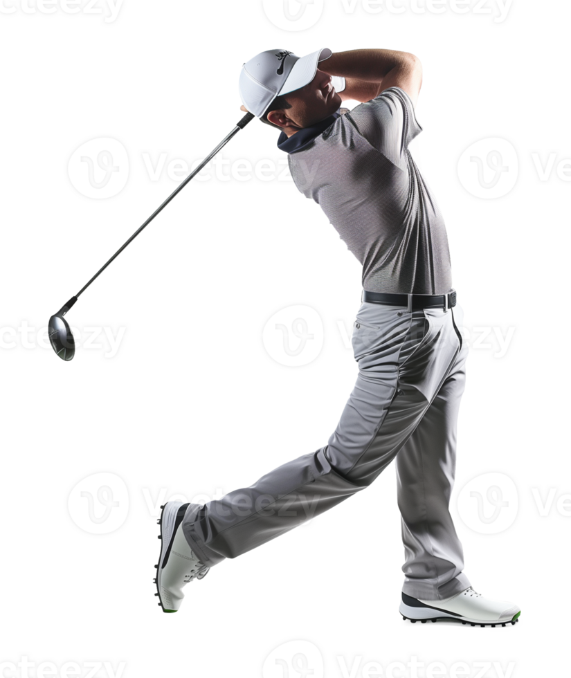 Golfer Golf Swing Pose Isolated on Transparent Background png