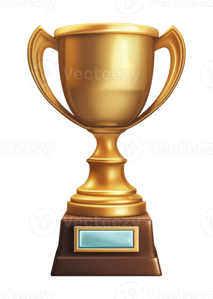 Gold Trophy 3D Style Isolated on Transparent Background png