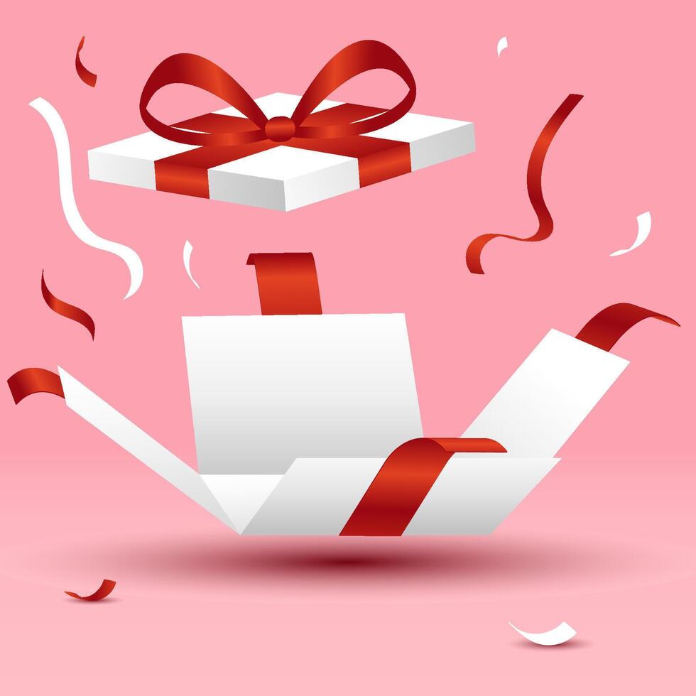red ribbon box open vector
