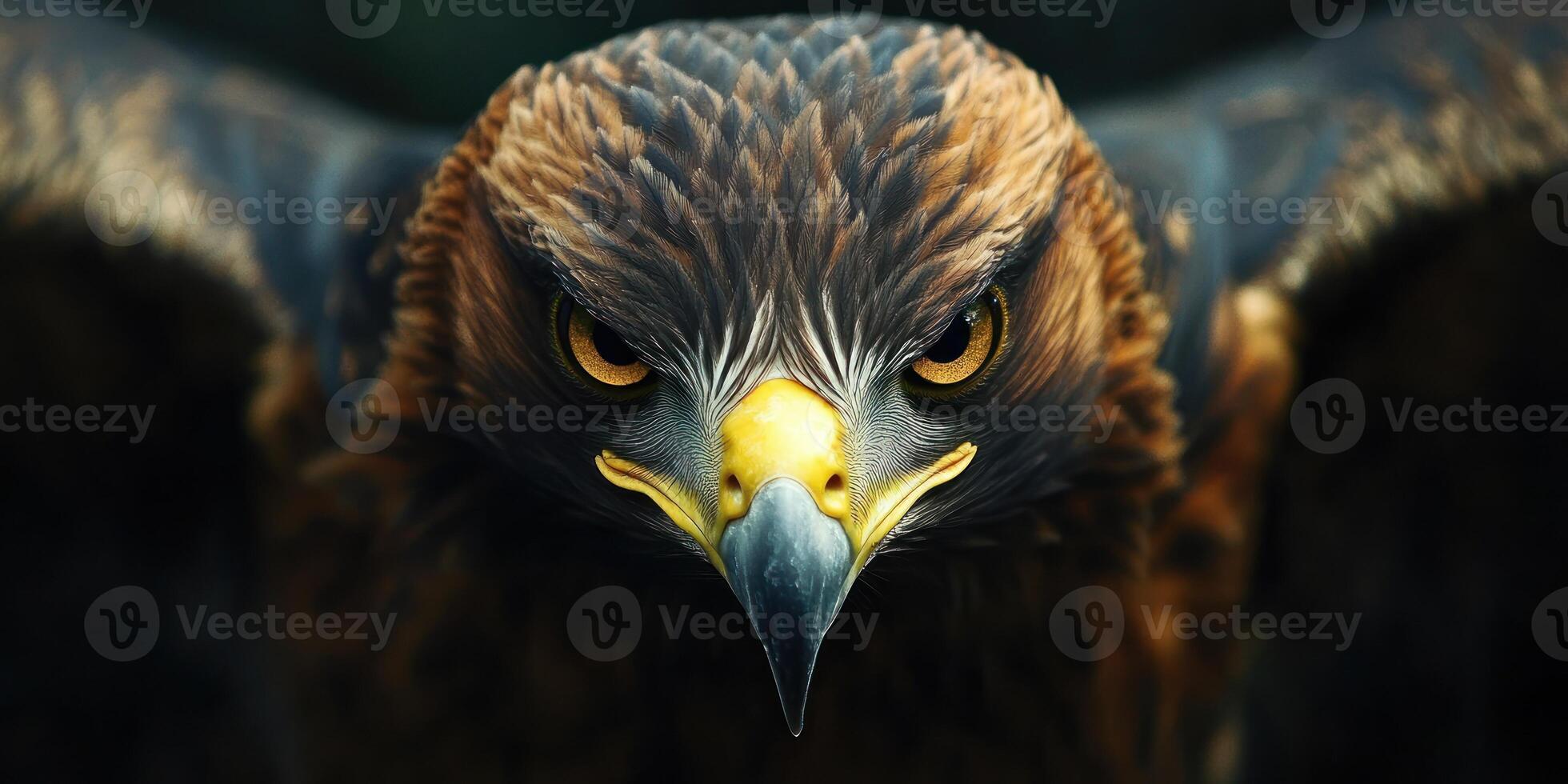 Close-up of a Golden Eagle's Face with Intense Gaze photo