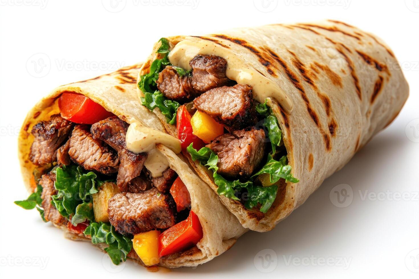 Grilled Steak and Vegetable Wrap with Creamy Sauce photo