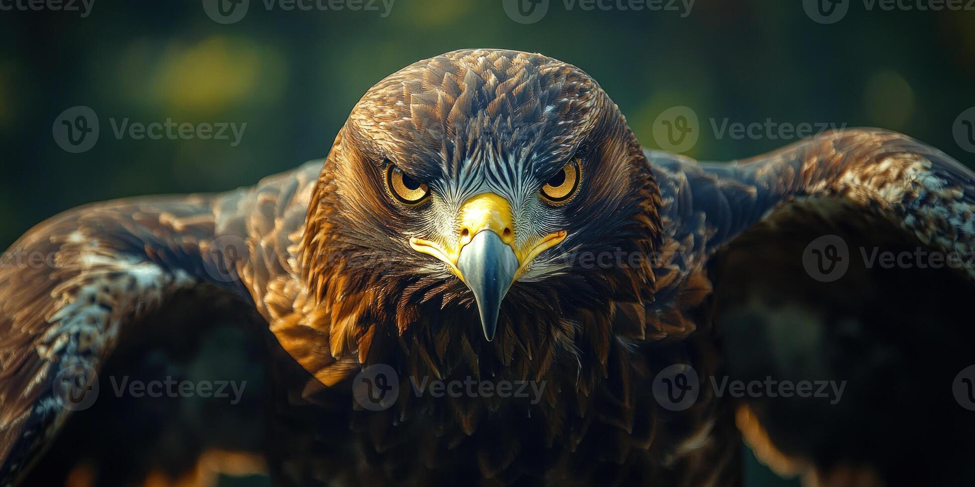 Golden Eagle with Intense Gaze and Open Wings photo