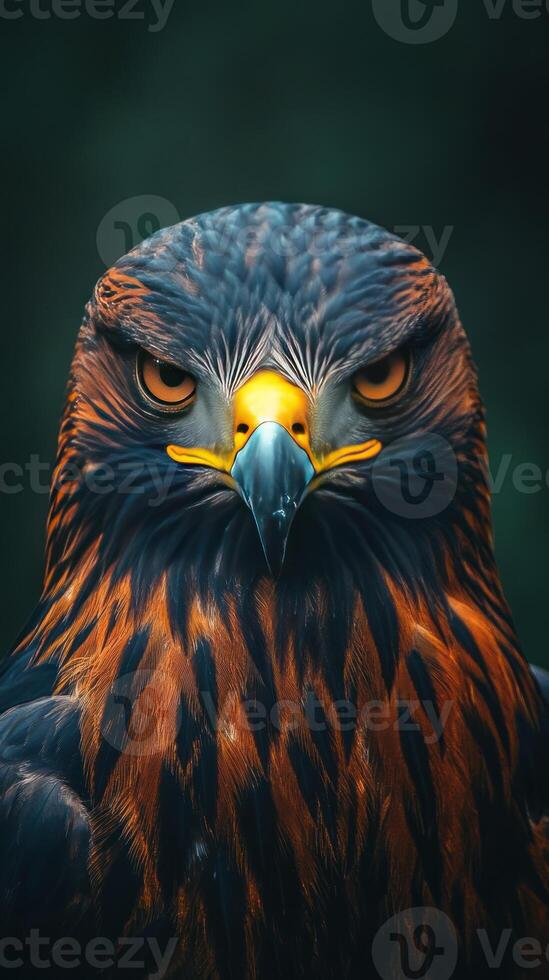 Close-up Portrait of a Hawk with Intense Gaze photo