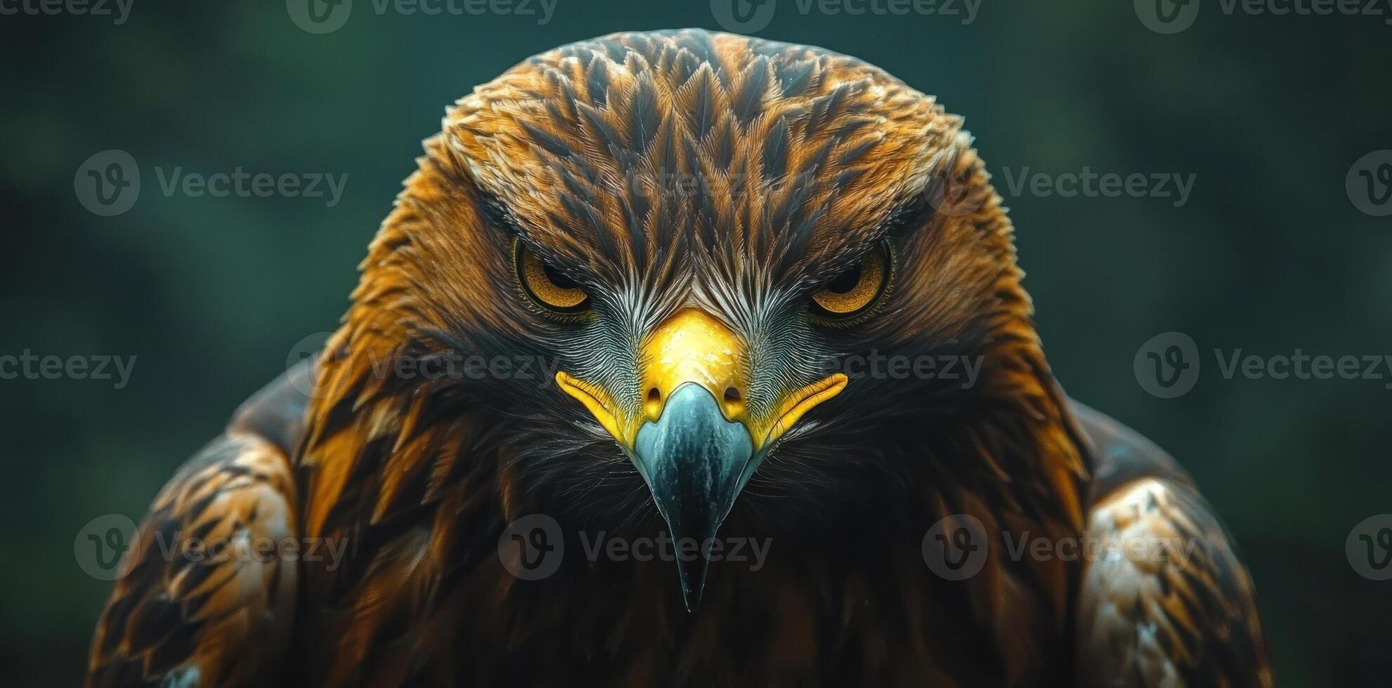 Close-up of an eagle's face with intense gaze photo