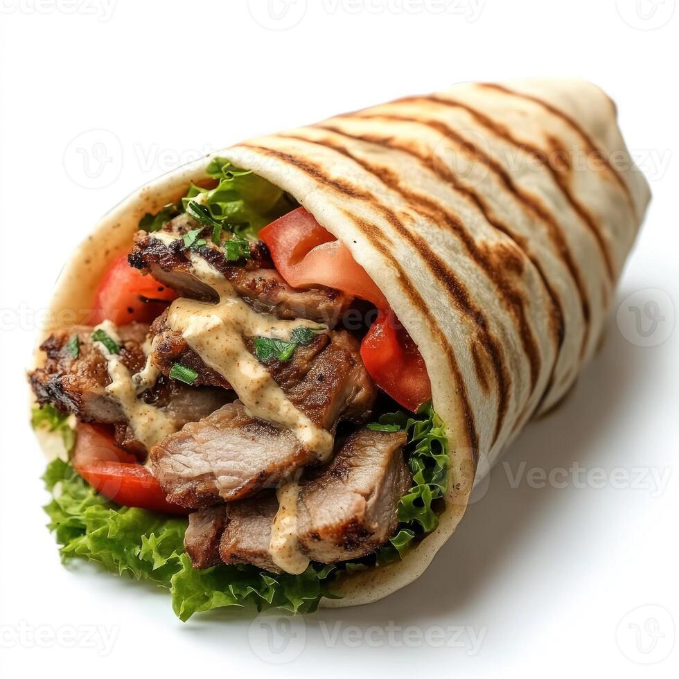 Grilled Meat and Vegetable Wrap with Creamy Sauce photo