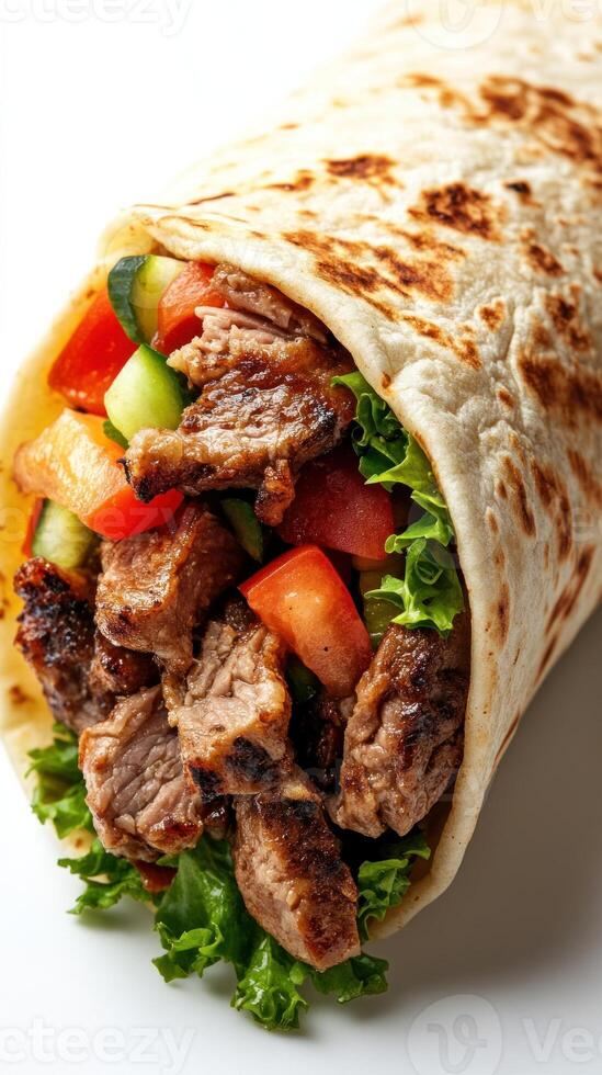 Grilled Steak and Vegetable Tortilla Wrap photo