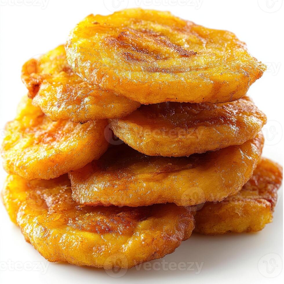 A Stack of Golden Brown Fried Plantain Slices photo