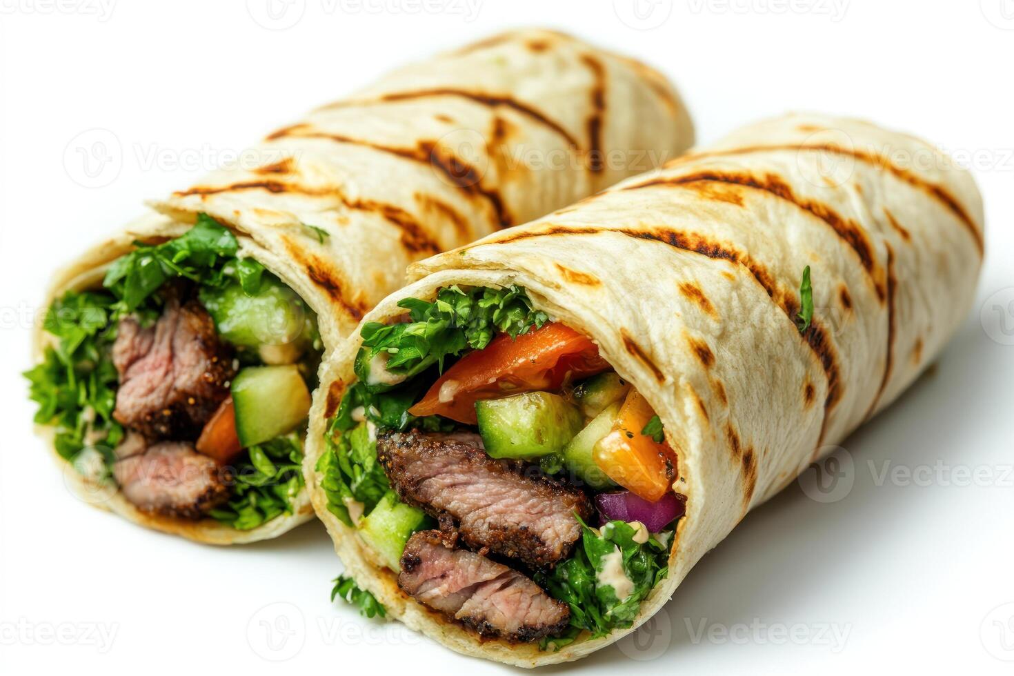 Grilled Steak and Vegetable Wrap with Parsley and Creamy Sauce photo