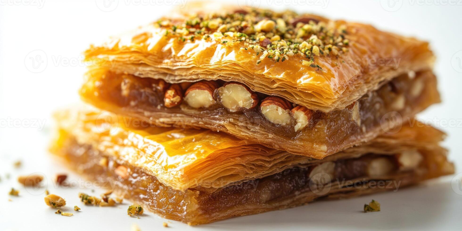 Close-up of Baklava with Pistachios and Almonds photo