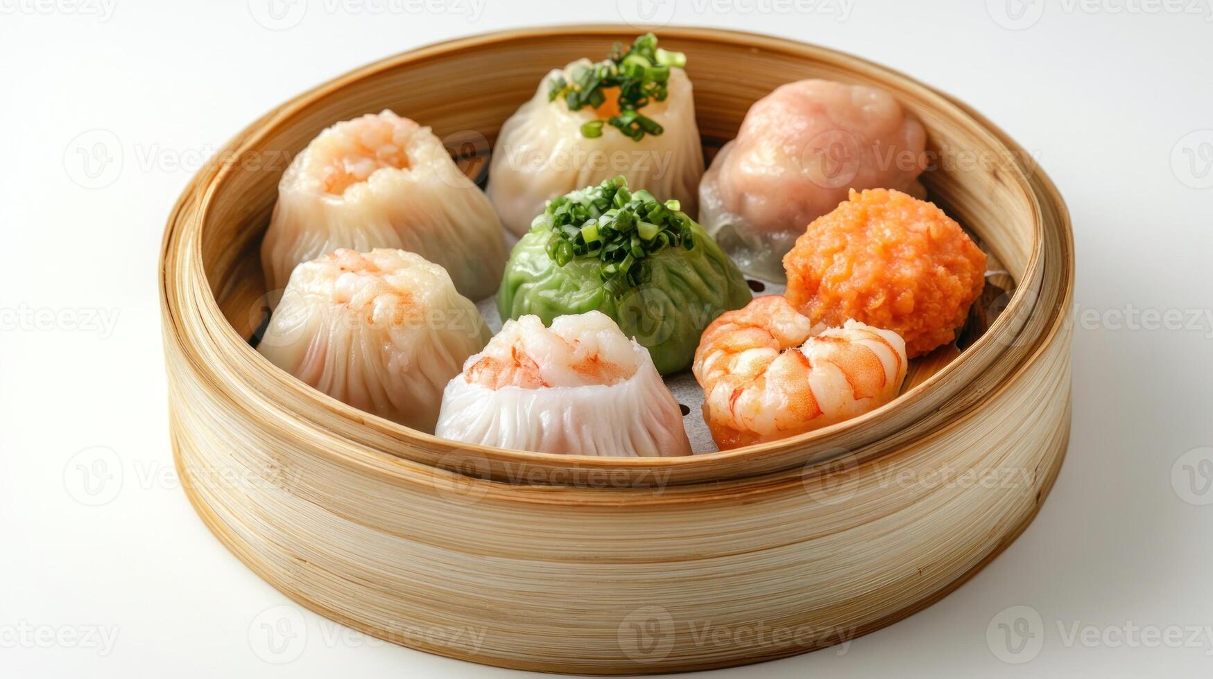 Steamed Dumplings in Bamboo Steamer photo
