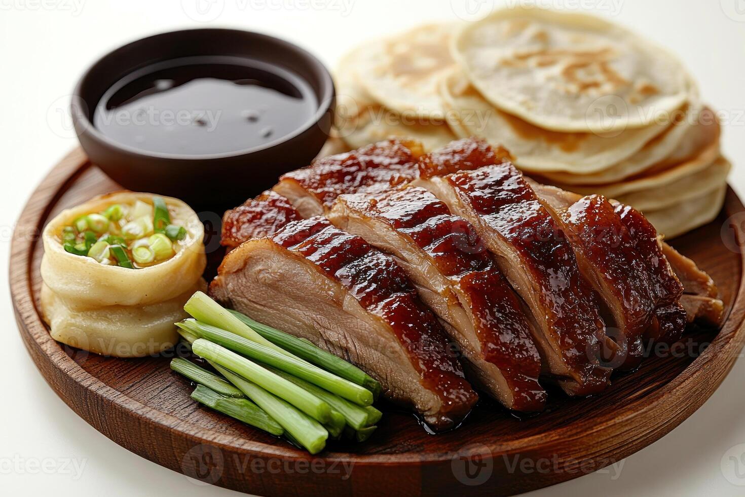 Roasted Duck with Pancakes, Green Onions, and Sauce photo