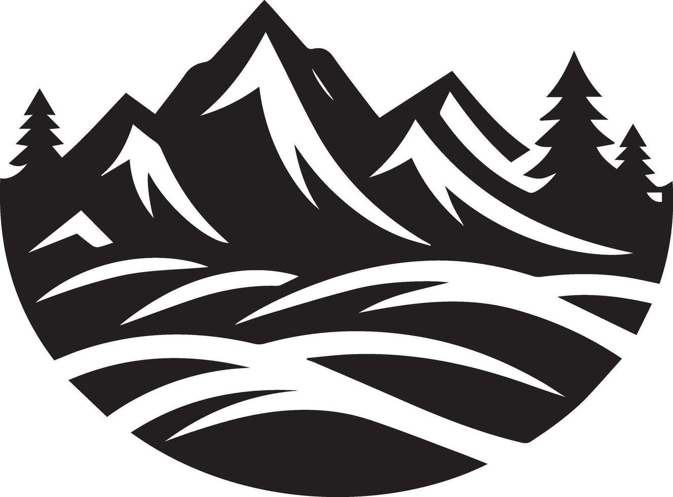Silhouette Nature Mountain With Tree vector