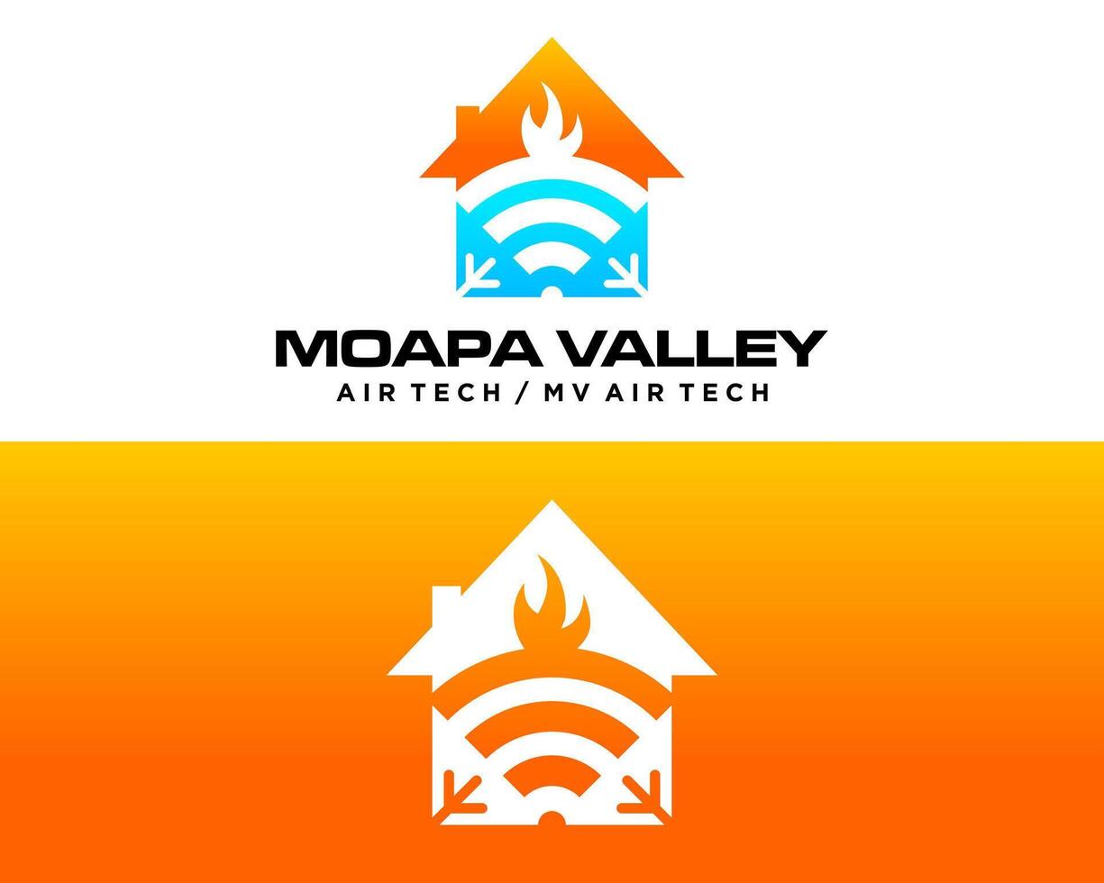 Home cooling and heating logo design with wifi connection. vector