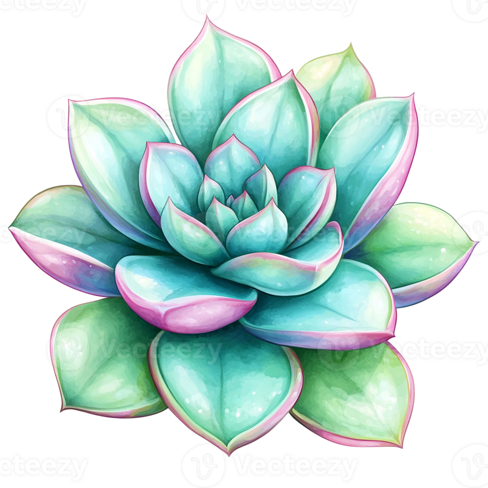 Beautiful and vibrant succulent with soft pastel colors isolated on transparent background. png
