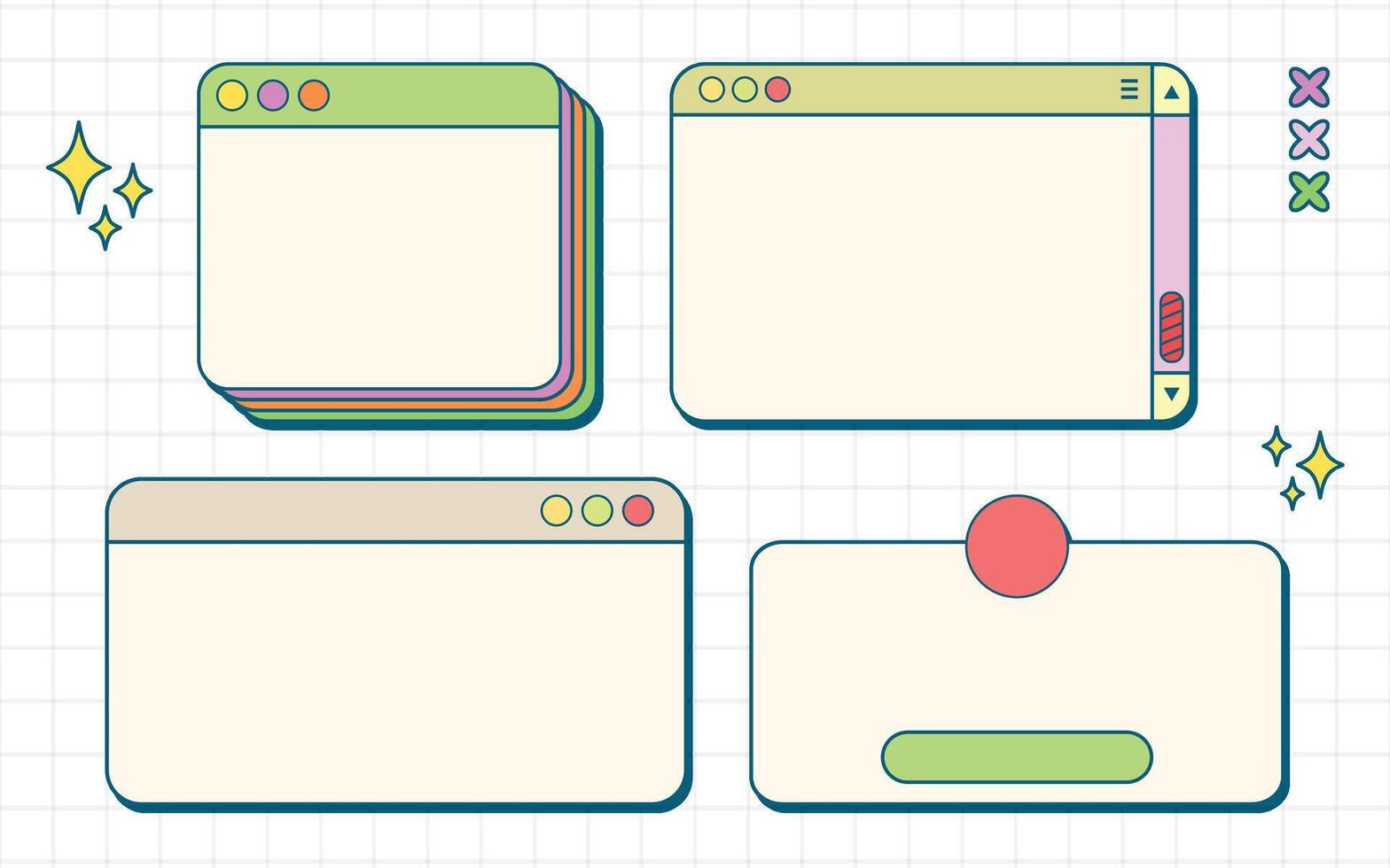 Retro Illustration Aestehtic Element Shape Set vector