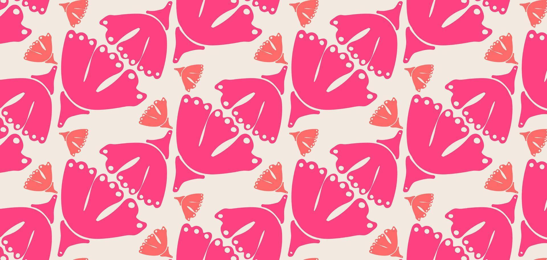 Pink floral seamless pattern. Pastel boho background in minimalist. Suit for presentation, backgrounds, wallpapers, textile, and fashion. vector