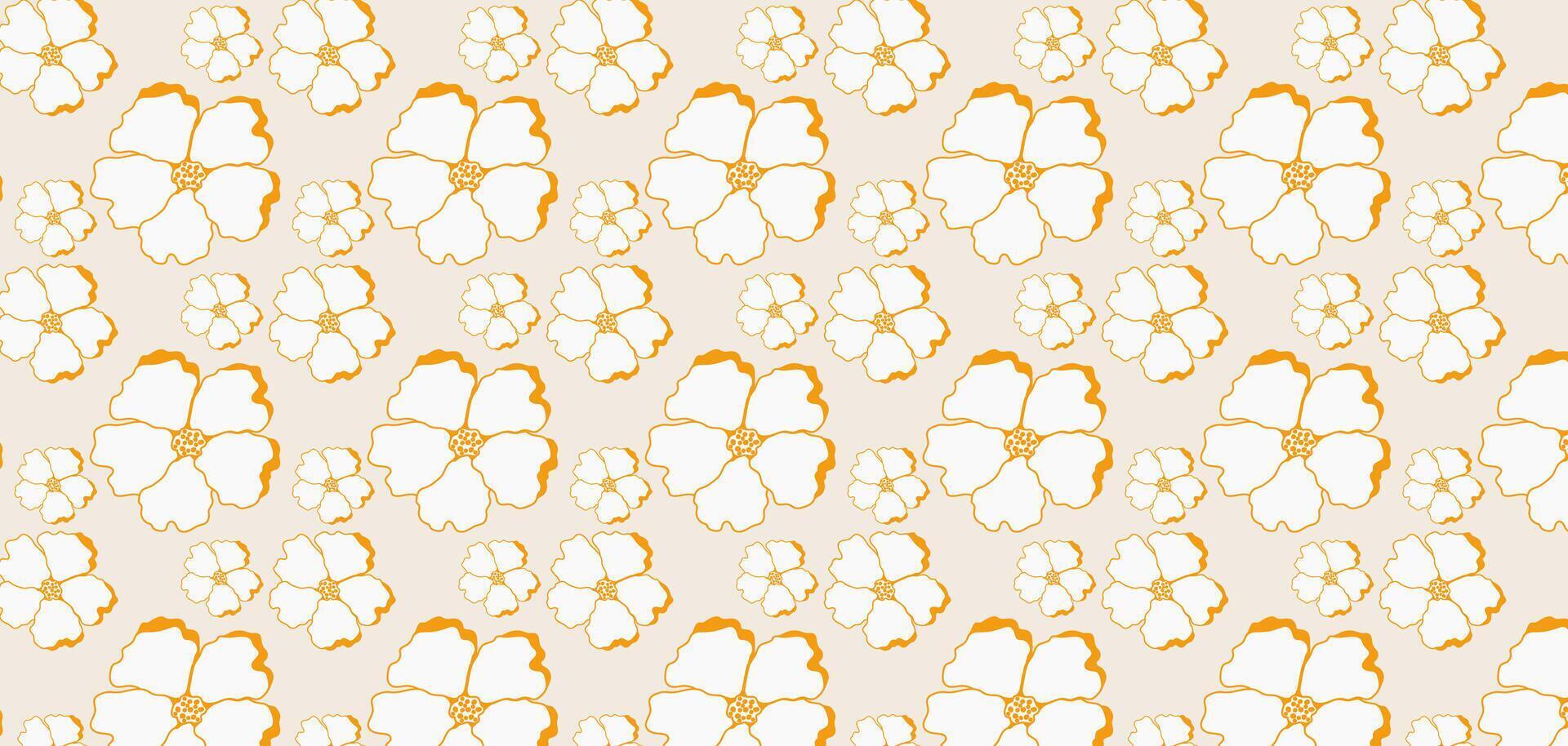 Hand drawn flowers seamless pattern. Pastel boho background in minimalist for presentation, backgrounds, wallpapers, textile, and fashion. vector