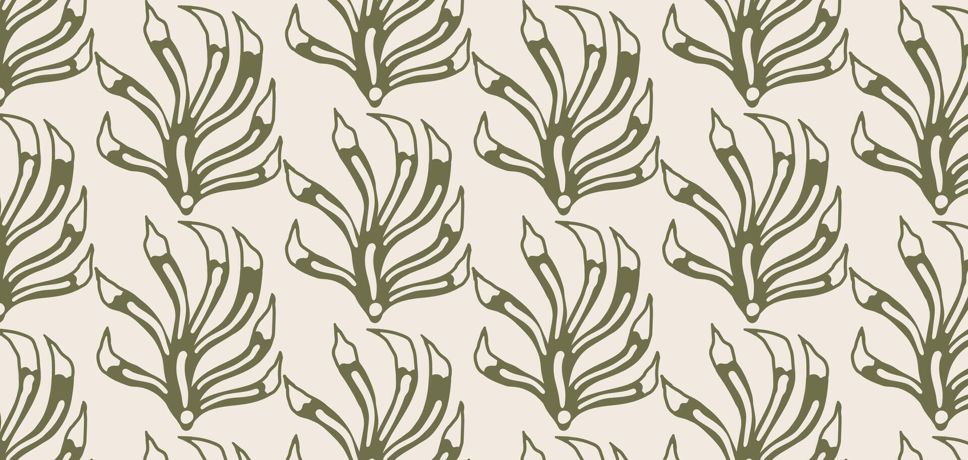 Seaweed seamless pattern. Pastel boho background in minimalist. Suit for presentation, backgrounds, wallpapers, textile, and fashion. vector