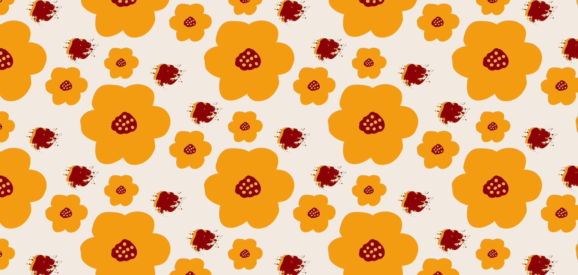 Hand drawn floral seamless pattern. Pastel boho background in minimalist for presentation, backgrounds, wallpapers, textile, and fashion. vector