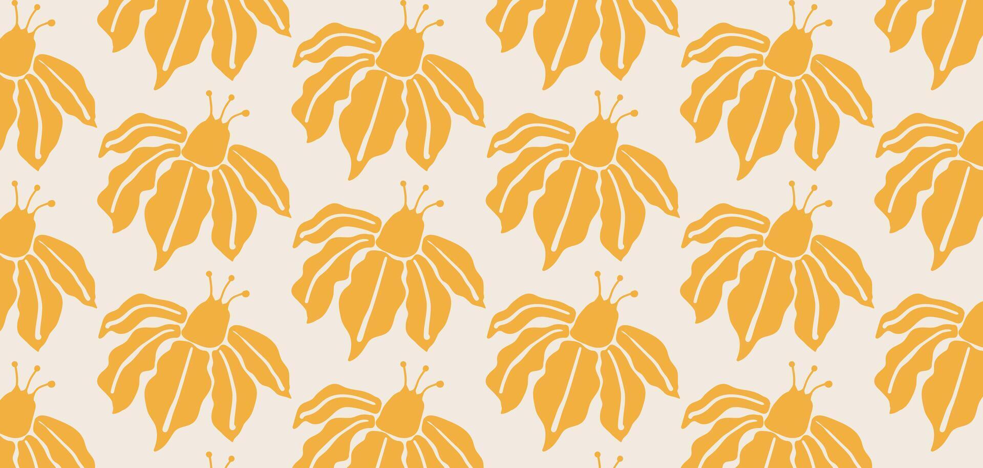 Flower organic seamless pattern. Pastel boho background in minimalist. Suit for presentation, backgrounds, wallpapers, textile, and fashion. vector