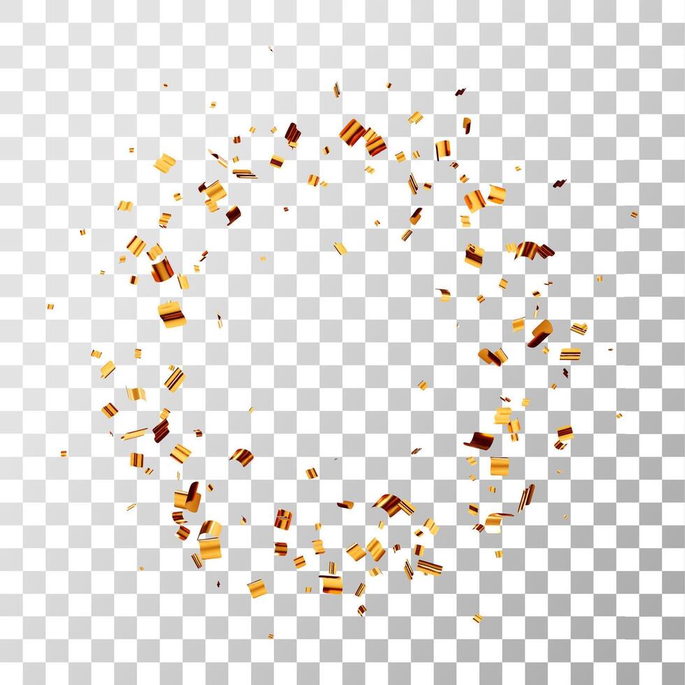 3D party gold confetti on background. Render golden confetti vector