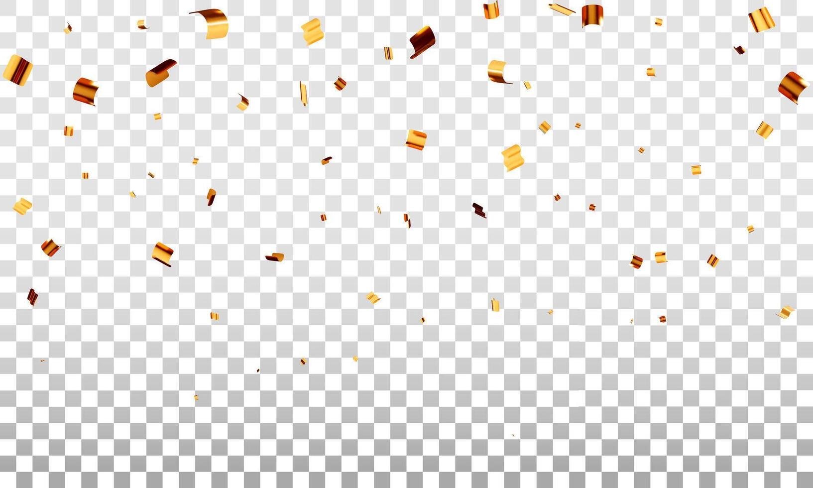 3D party gold confetti. Render golden confetti vector