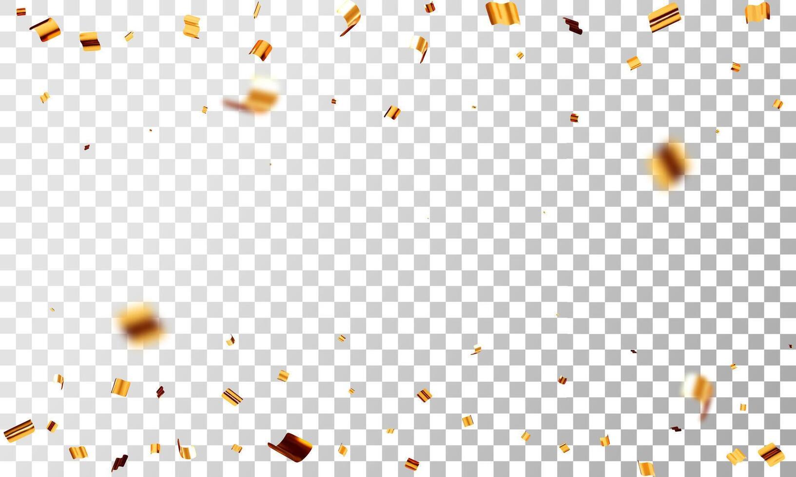 3D party gold confetti. golden confetti in empty space vector