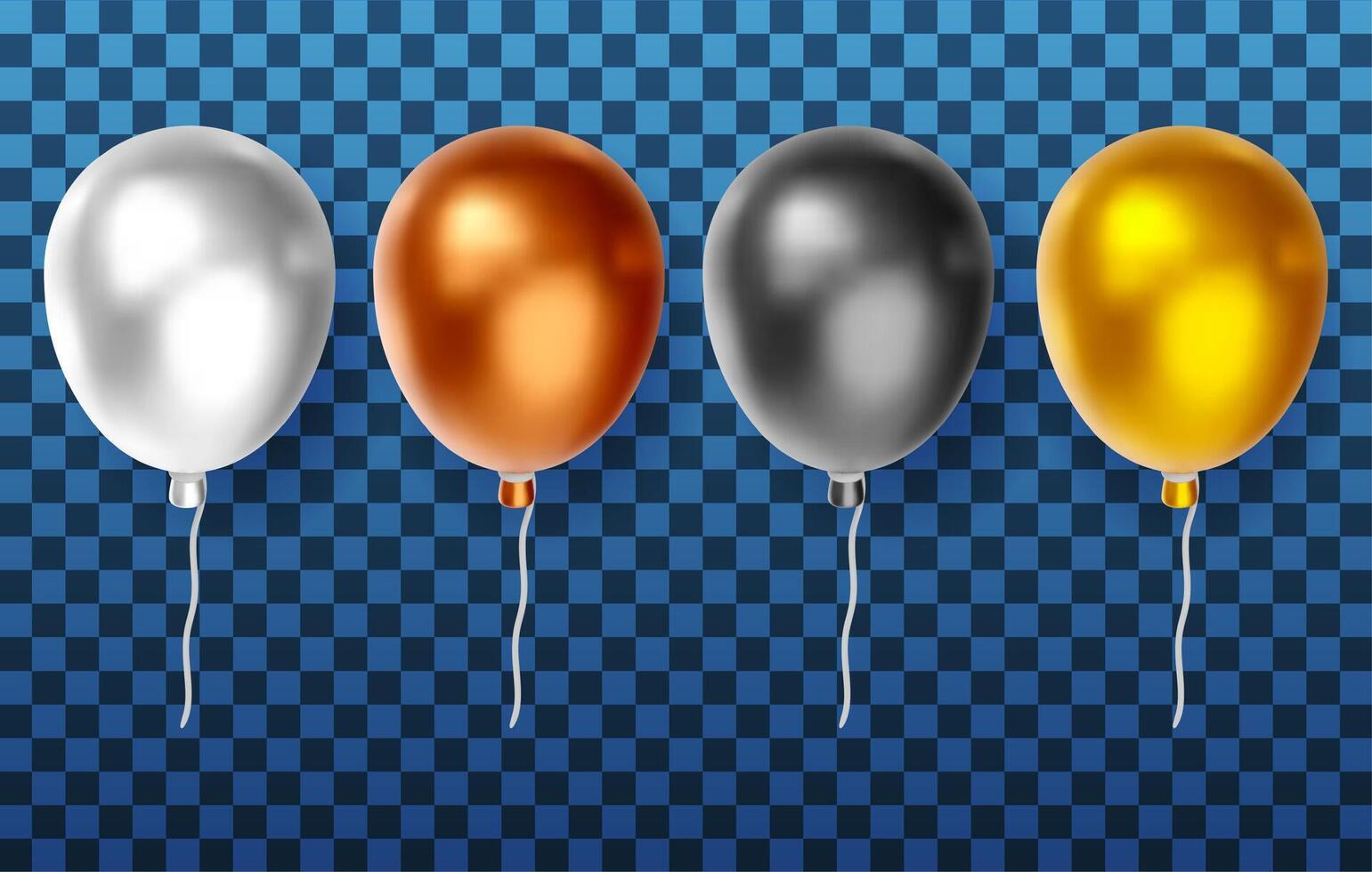3D set of metallic balloon. vector