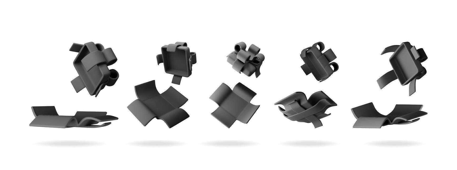 3D black open gift box vector