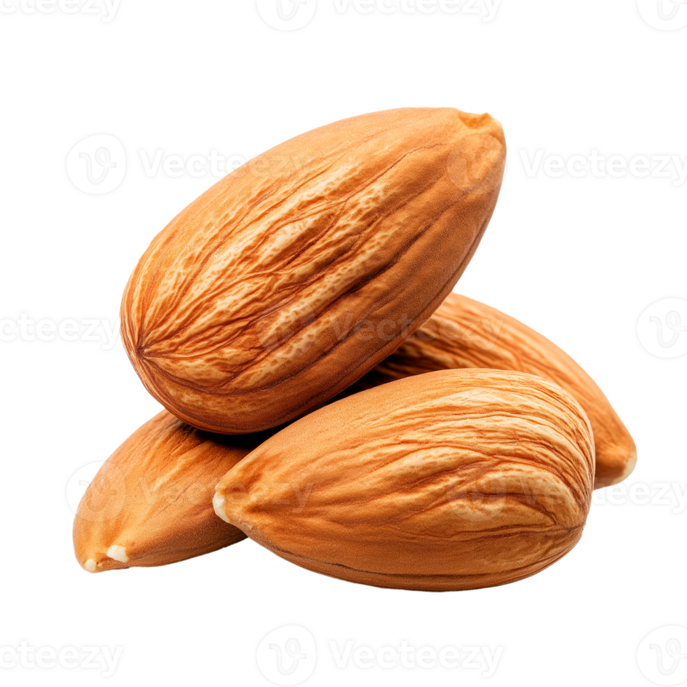 Almonds isolated on transparent background. png