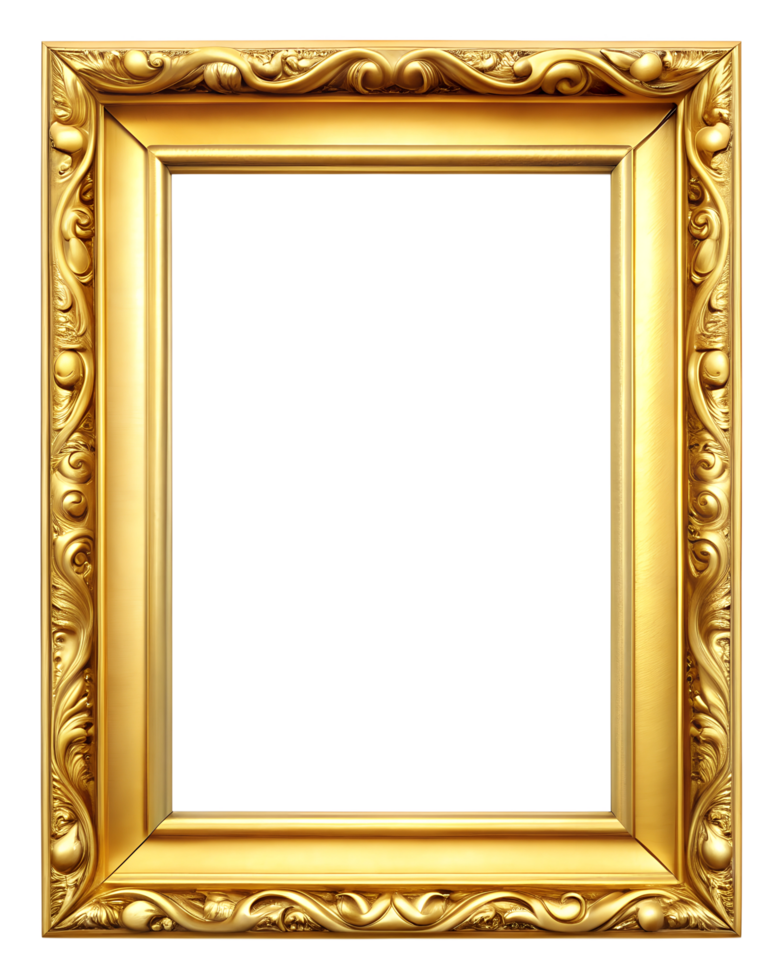 4K Golden Photo Frame with Transparent Background for Download png