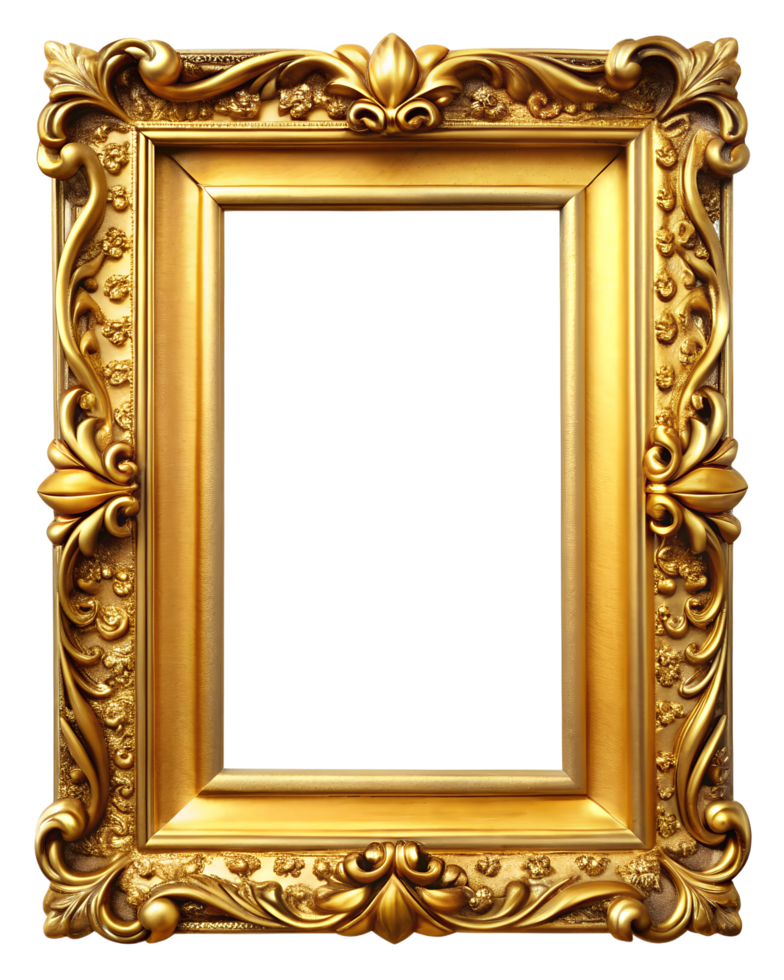 Golden Frame with White Transparent Background Full HD Download png